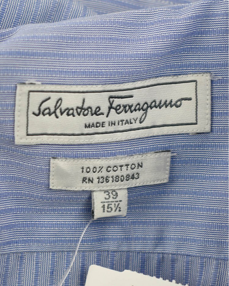 sh2625 Salvatore Ferragamo 柄シャツ Camisa Salvatore Ferragamo Original Azul Listras Masculino